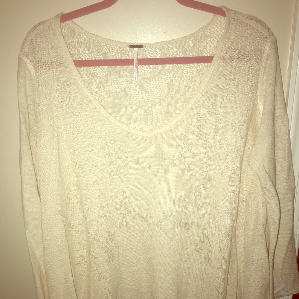 Free people lightweight cream knit sweater